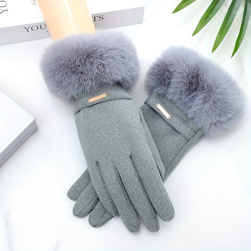 Plush Furry Cuff, Double-Layer Thick Insulation, Windproof & Warm, Ideal for Outdoor Activities & Cycling, Available in Pink/Purple/Blue/Gray